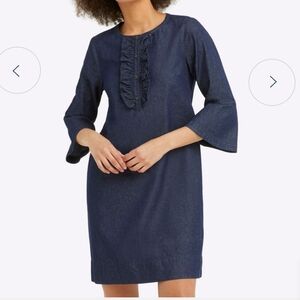 Draper James Chambray Ruffle Shift Dress Size 2